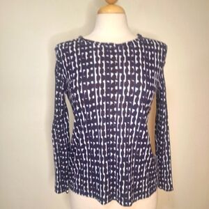 COS geometric print long sleeve tee deep burgundy/Navy SZ S